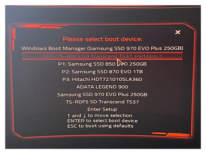 Выбор запуска Boot Menu с установочной флешки windows 11